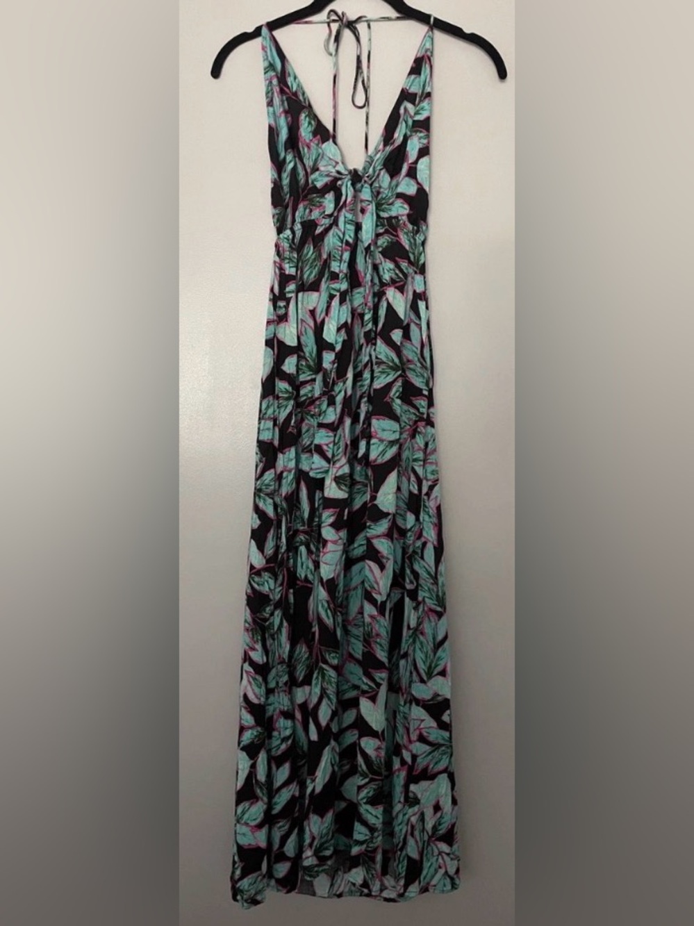 Asos Swim Halter Maxi Beach Coverup Dress Tropical Print
